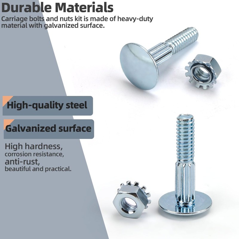 20 Pack 1 1/4" Carriage Bolt & Nut Kit for