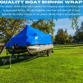 VBS - Polyethylene Plastic Shrink Wrap - 7 mil – Blue Boat Shrink Film for use with Heat Gun, Industrial Shrink Wrap, Plastic Sheeting for Protection and Storage, Boat Shrink Wrap (17' x 10')