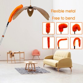 Buyplus 26FT Reach Dusting Kit, Long Duster with 5-20FT Extension Pole for High Ceilings, Cobweb Duster, Microfiber Duster, Window Squeegee, Extendable Duster Cleaning Kit