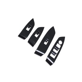 ZUNEIGUNG Mazda CX-5 2nd Generation KF Door Window Button Switch Panel Cover Fits New MAZDA CX5 Design Interior Parts Accessories Stainless Steel 4 Pieces [Carbon Style]