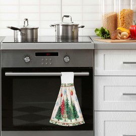 Christmas Trees Snowflakes Hand Fingertip Towels Holly Leaf Berries Kitchen Hanging Towel Set of 2 Pcs Dish Bar Cloths 14 x 18 in Tea Tie Dry Face Towels Soft Absorbent Durable for Tabletop Home