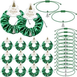 24 Sets Christmas Hair Scrunchies and Braided Bracelets Gifts
