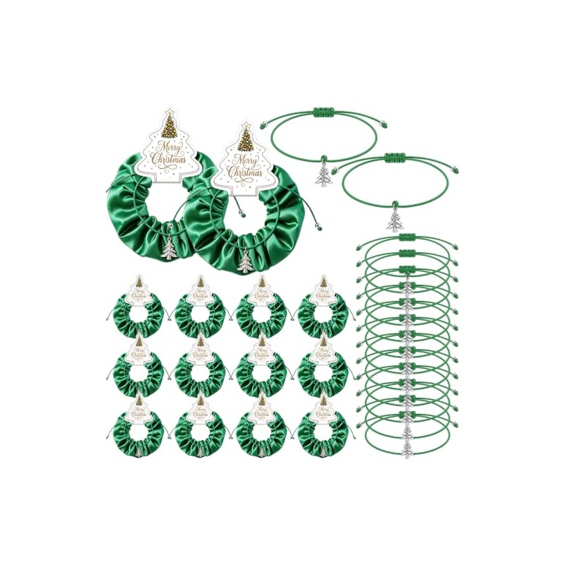 24 Sets Christmas Hair Scrunchies and Braided Bracelets Gifts