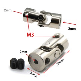 Universal Joint 1PCS 2-10mm U-Joint Steering Shaft Gimbal Connector for Boat Car Spare Parts Accessories DIY (2 * 2mm)