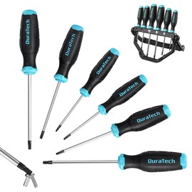 DURATECH 6-Piece Screwdriver Set, Magnetic Torx Screwdriver Set with 180° Rotating Storage Rack, Magnetic Tip, S2 Steel Shaft and Soft Handle, Screw Driver Set Kit for Fastening and Loosening