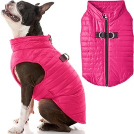 Gooby Puffer Vest Dog Jacket - Pink, X-Large - Ultra Thin Zip Up Wind Breaker with Dual D Ring Leash - Water Resistant Small Dog Sweater Coat - Dog Clothes for Small Dogs Boy or Medium Dogs
