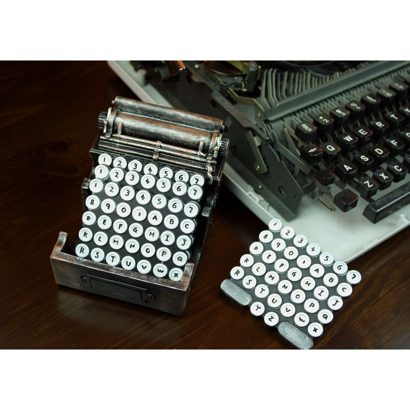 5-Pc. Retro Typewriter Coaster Set - Vintage Style with 4