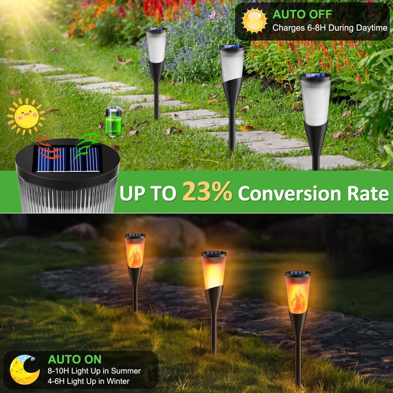 FIFIying Solar Lights Outdoor Garden, Waterproof Auto On-Off Solar Torch
