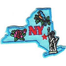 NEW YORK STATE SHAPE Iron On Patch Big Apple Statue of Liberty