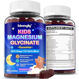 Kids Magnesium Glycinate Gummies - Magnesium Glycinate Supplement 200mg with L-theanine Omega-3 Calcium Vitamin D3 & B12 for Kids Natural Zzz at Bedti