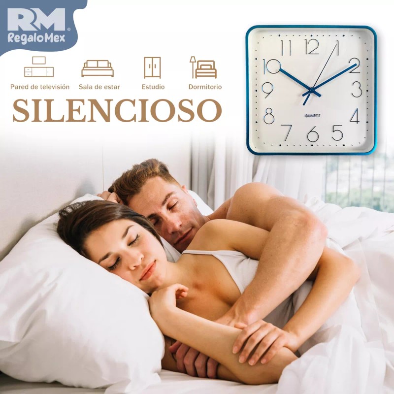 Rm Regalomex Reloj Cuadrado De Pared Plástico Innovador 30 Centímetros