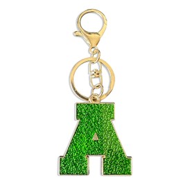Retui Purple Green Dark Blue Letter A-Z Keychain for Women Men Purse Handbags Metal Alphabet Initial Letter Car Key Ring (Green A)