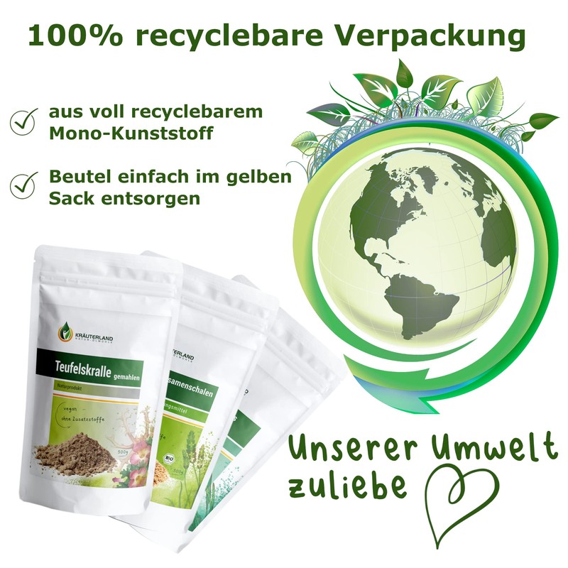 Kräuterland Organic Spirulina Powder, 500 g, Spirulina Powder, Vegan Algae