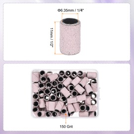 HARFINGTON 100pcs Small Sanding Bands 150 Grit for Nail Drill Bits Mini Sanding Band for Nails Gel Manicures Light Pink