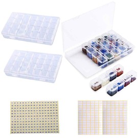 Eiito Diamond Painting Accessory Boxes, 2 Pack 28 Grids Diamond Painting Storage Box Embroidery Beads Boxes Organiser for Jewellery Earrings Container