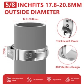 Newdeli 50pcs 5/8 inch Pex Crimp Rings Stainless Steel PEX Clamps Single Ear Hose Clamps Pex Fittings Cinch Pinch Clamp for Pipe Tubing Plumbing