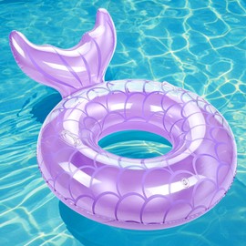 MoKo Inflatable Swimming Ring with Handles for Adults, Swimming Tube Cute Pool Float Tube Decorations Swim Tubes Outdoor Pool Beach Water Floats Party Supplies, Purple