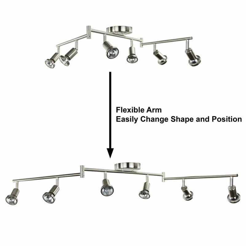 6-Light Adjustable Flexible Foldable Arms LED Track Lighting Kit -