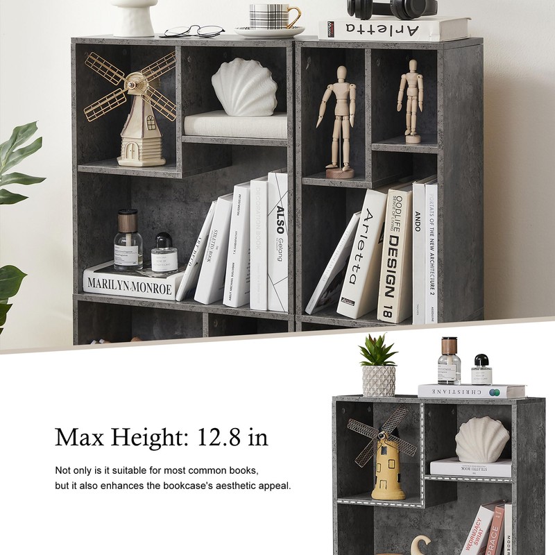 VECELO 3-Cube Open Bookcase, Small Bookshelf with Height Difference Shelves