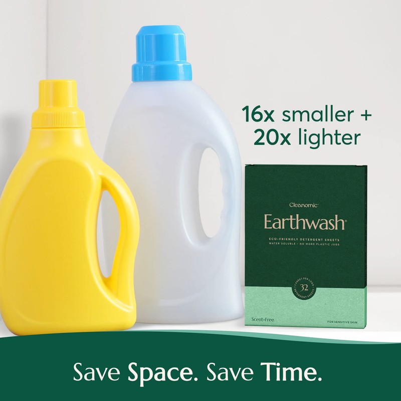 earthwash Laundry Sheets, Scent-Free (32 Loads), The Perfect Plastic Free