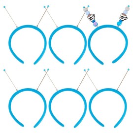 FASHEWELRY 5Pcs Plastic Headbands for Women Beadable Alien Headband Making Kit Sky Blue Cute Head Bands Bulk for Making Your Own Unique Head Boppers DIY Hair Accessories Party Supplies