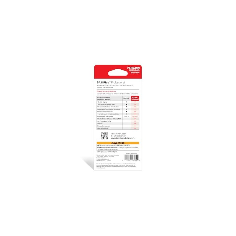 Calculadora financiera profesional Texas Instruments BA II Plus