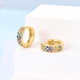 NARMO Earrings for Women 925 Sterling Silver Colourful Heart Hoop Feather Hoop Cross Hoop Small Hoop Earrings Huggie Earrings for Women Hoop Earrings, Sterling Silver, Cubic Zirconia