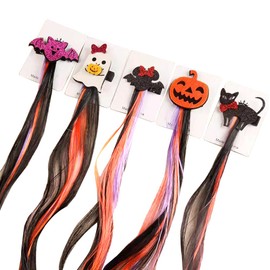 MinniLove Halloween Costume Hair Ornament, 5 Types, Hairpin, Pumpkin, Ghost, Bat, Witch Hat, Skull, Cat, Halloween Limited Design (5 Assorted Colors)