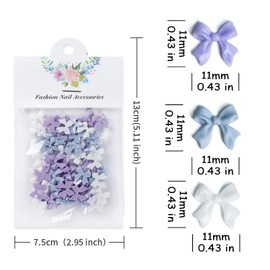 50Pcs Nail Bows Nail Charms,Purple Blue White Bow Nail Charms for Nails Design Cute Bowknots Nail Charm Resin Bowknot Ribbon Nail Design Nails Charms for Women Nail Supplies Nail Decorations Nail Art