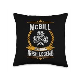 McGill Irish Legend Vintage Shamrock Family Name Throw Pillow