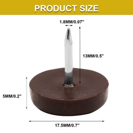 Waziaqoc 60PCS Nylon Furniture Sliders, Brown Nail On Furniture Glides Sliders Round 17.5mm x 5mm Furniture Legs Feet Floor Protectors Nail Pads for Table Chair Legs