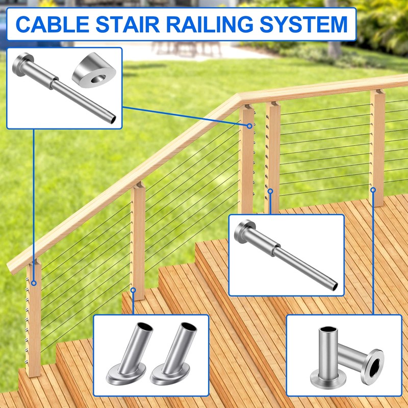 BLIKA 60 Pack Invisible Cable Railing Kits, T316 Stainless Steel