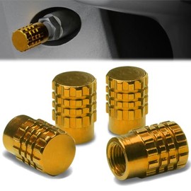 8Pcs Polished Aluminum Tire Rim Valve Air Port Dust Cover Stem Caps, Anodized & Powdercoated, Granade Style, Gold Color