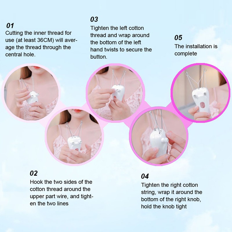Electric Threading Epilator Hair Remover USB Charging Cotton Thread Epilator