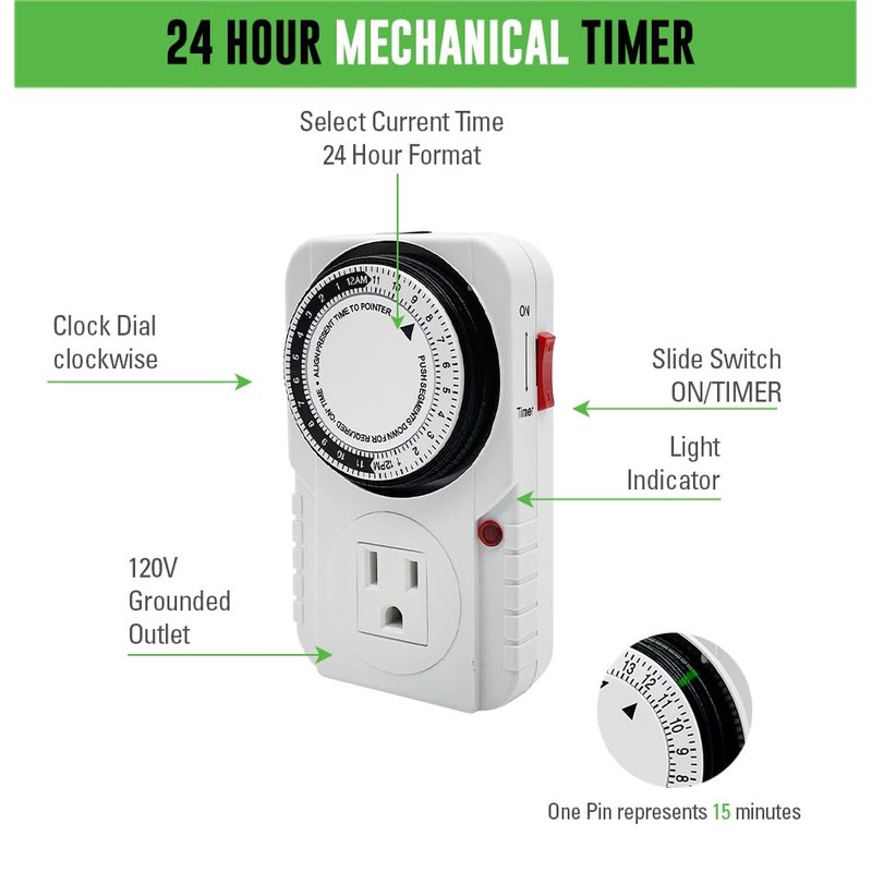 Generic 120V Mechanical Timer with Single Outlet for Aquarium, Grow