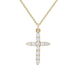 Women's Cross Necklace Gold Silver Cubic Zirconia Pendant Cross Necklace Women, 3 Sizes, Stainless Steel