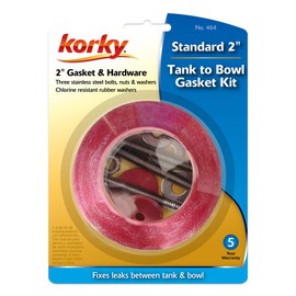 Korky 464BP Universal Toilet Tank To Bowl Gasket & Hardware Kit - Fits Most 2-Inch, 2-Piece Toilet Tanks - Made in USA
