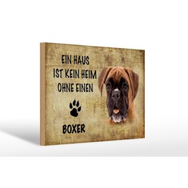 Ontrada Wooden Sign 20 x 30 cm Boxer Dog Without No Home Metal Wood Sign