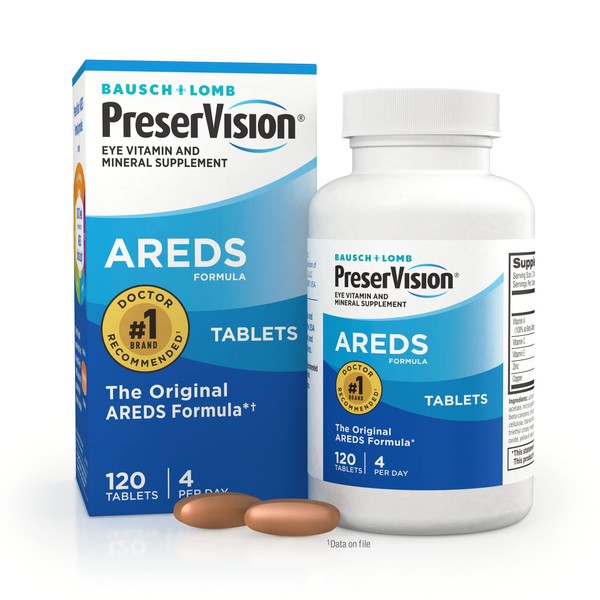 PreserVision Vitamin and Mineral Supplement Tablets, 120 Count Bottle (Pack of 2)