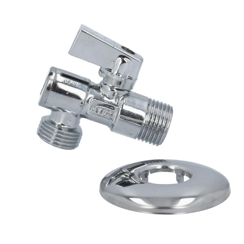 Premium angle valve with filter and rosette DN15 1/2 inch