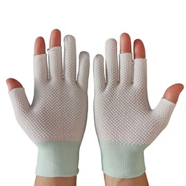 TUISKU 3-Finger Work Gloves, Anti-Slip, Set of 12, Work Gloves, Gardening, Fingerless, White (M)