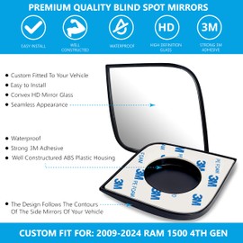 VrooeCoe Convex Stick On Custom Fitted Blind Spot Mirrors Compatible With 2009-2024 Ram 1500 4th Gen- Engineered to Provide A Wider View