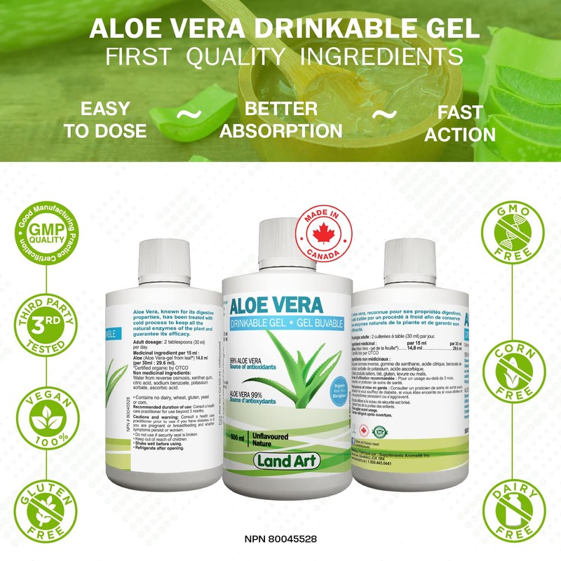 Land Art Pure Aloe Vera Drinkable Gel Unflavoured 500mL -