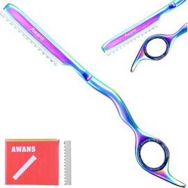 Awans Hair Thinning Razor, Hair Styling Razor, + 10 Spare Blades Hair Razors, Hair texturing,Hair Layering,Hair Thinner,Stainless Steel With Free Comb (Multi Coloured)