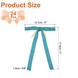 PATIKIL Velvet Bows, 24 Pcs Velvet Ornaments Ribbon Gift Bows Vintage Wreath Bow for Christmas Tree Wedding Birthday Parties Decor, Light Blue (5/8" Width, 5x7 Inch)