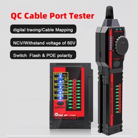 ET606 Cable Port Tester Handheld Network Cable Tester Cable Pairing Check Switch Flash POE Polarity Withstand Voltage of 60V with Low Battery Indicator Auto Power Off Functions