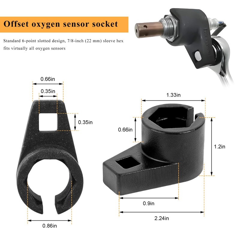 Offset Oxygen Sensor Socket, 3/8 Inch Drive by 7/8 Inch