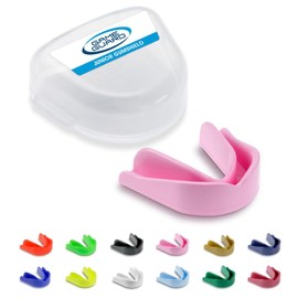 GAME GUARD Boil & Bite Mouth Guard/Gum Shield – Mouldable Mouthguard/gumshields - Junior/Kids/Childrens/Youth - CE Approved, School Sports, Rugby, Hockey (Baby Pink)