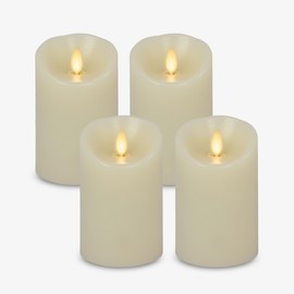 Luminara - Flameless LED Battery Operated Flickering Pillar Candles - Ivory - Pack of 4-3x4.5 - Realistic Moving Flame Real Wax Indoor/Outdoor Decor