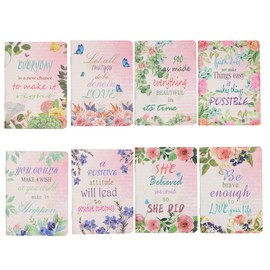 24pcs Mini Floral Inspirational Notepads Pocket Notebooks, Happy Journal Small Notebooks Bulk for Party Favors School Office Home Coworkers Travel Gift Present Supplies (24pcs-8styles, floral